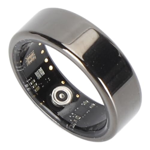 Smart Ring, IP68 Wasserdichter Bluetooth 5.0 Fitnessring für Männer und Frauen, Kompakter Magnetischer Lade Fernfotografie Schlaf Gesundheits Tracker, Größe 10 (Black) von PUSOKEI
