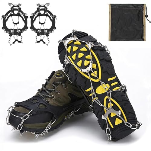 Steigeisen, Spikes für Schuhe Winter, 19 Zähne Verdickte Schuhkrallen aus Edelstahl Anti-Rutsch Schuhspikes für Mann Frau Erwachsene Kinder Fit für Wandern Trail Running Trekking Steigeisen, Spikes für Schuhe Winter, 19 Zähne Verdickte Schuhkrallen aus Edelstahl Anti-Rutsch Schuhspikes für Mann Frau Erwachsene Kinder Fit für Wandern Trail Running Trekking von PVFZXS