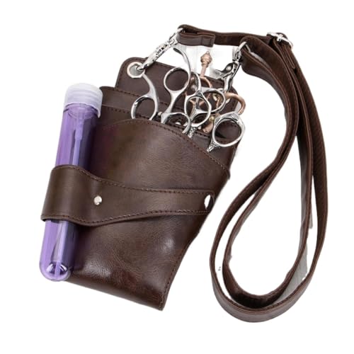 PXAMORTEL Friseurtasche, Friseurscherentasche, Gürtelholstertasche aus PU-Leder for Salonkamm, Friseur-Werkzeugset, leichte Friseurtasche mit Mehreren Taschen(Brown) von PXAMORTEL