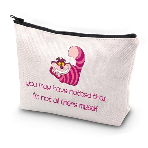 Grinsekatze Make-up-Tasche Alice Fans Geschenk You May Have Noticed That I'm Not All There Myself Alice Cartoon Movie Merch, beige, Einheitsgröße von PXTIDY