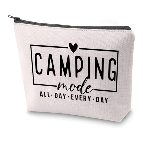 PXTIDY Camping-Modus, Make-up-Tasche, Familienurlaub, Camping, mit Reißverschluss, Happy Camper, Geschenke, Camp-Leben, Abenteuer, Reise, Reißverschlusstasche, Beige, modisch von PXTIDY