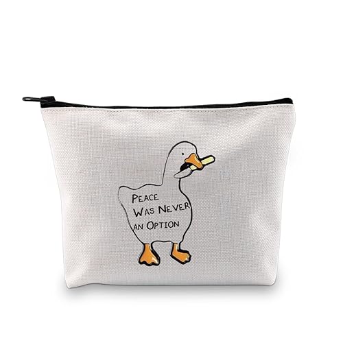 PXTIDY Duck Goose Game Gift Peace was Never an Option Reißverschlusstasche Gans Game Lover Geschenk Gans Tierliebhaber Make-up-Tasche, beige, Einheitsgröße, Make-up-Tasche von PXTIDY