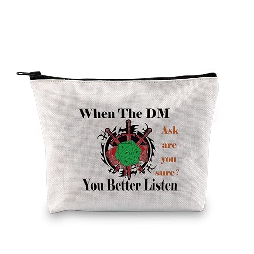 PXTIDY Dungeon Dice Make-up-Tasche, Dungeon Master, Geschenk, mit Reißverschluss, lustiges Geschenk für RPG-Gamer, beige, Einheitsgröße, Kosmetiktasche von PXTIDY