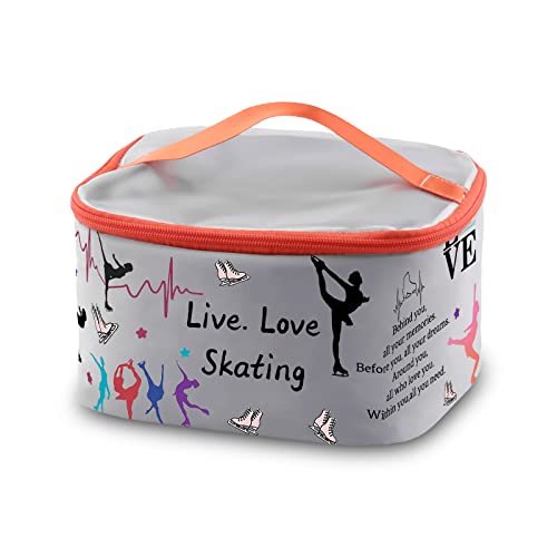 PXTIDY Kosmetik-Organizer-Tasche für Eislaufsport, Motiv: Live Love, Eiskunstlauf, Geschenke, Make-up-Koffer, Skate-Liebhaber, Geschenk für Frauen, Skating-Team, Geschenk, Eisläufer-Überlebens-Set PXTIDY Kosmetik-Organizer-Tasche für Eislaufsport, Motiv: Live Love, Eiskunstlauf, Geschenke, Make-up-Koffer, Skate-Liebhaber, Geschenk für Frauen, Skating-Team, Geschenk, Eisläufer-Überlebens-Set von PXTIDY