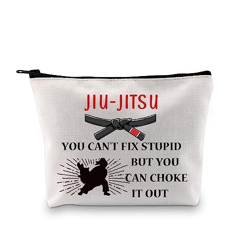 PXTIDY JIU Jitsu Make-up-Tasche Judoka Gifts You Can't Fix Stupid But You Can Choke It Out Reißverschlusstasche Schwarzer Gürtel Jiu Jitsu Geschenke, beige, Einheitsgröße, Make-up-Tasche von PXTIDY