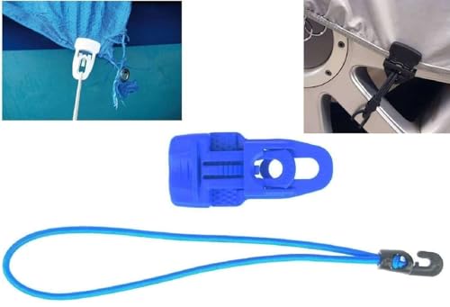 20 Stück Holdon Planenclips MIDI Blau + 25 cm Ø 4 mm Spanngummi Spannfix - Planenspanner mit Bungee Gummi von Paccs