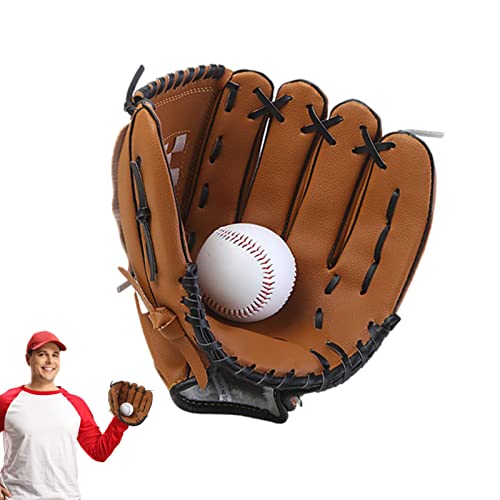 Base-Ball-Handschuhe, Schlagzeug-Handschuhe aus PU-Leder, verdickend, Tassenhandschuh mit gepolsterter Handfläche für professionelle Jugendliche, Baseball-Zubehör, Zubehör Pacienjo von Pacienjo