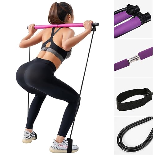 Pilates Bar Kit Mit Widerstandsband, Bodybuilding Yoga Pilates Stick, Pilates Stange Ideal Für Zu Hause Ganzkörpertraining, Fitnessstudio, Gewichtheben, Sit-Up, Stretch, Sculpt, Twisting von Pacienjo