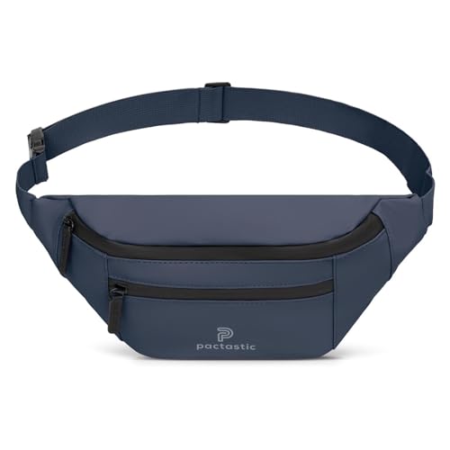 Pactastic Gürteltasche Crossover-Tasche Bauchtasche mit 3 Reißverschlussfächern | 210 Gramm leicht, aus wasserabweisendem veganen Tech-Material | 33 x 7 x 16 cm mit 4 Reißverschlussfächern von Pactastic