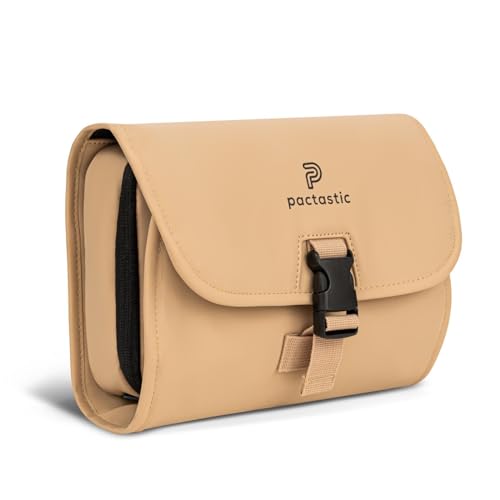 Pactastic Kosmetiktasche zum Aufhängen | 340 g Leichter ausklappbarer Kulturbeutel/Rolle mit 4 Reißverschlussfächern aus wasserabweisendem Tech-Material | 24 x 6 x 21 cm für Pflegeprodukte von Pactastic