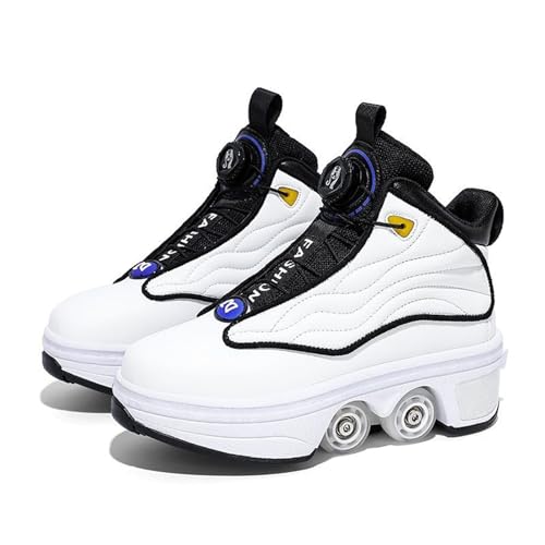 Einziehbare Rollschuhe Outdoor Roller Schuhe Deformation Sneakers, 2-in-1 Mehrzweckschuhe, Neutrale Rollschuhe,White-33 von PacuM