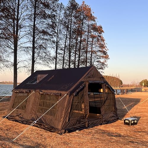 Extra großes aufblasbares Campingzelt, 13㎡ Glamping-Zelte, einfacher Aufbau, winddichtes 4-Jahreszeiten-Baumwollzelt für den Außenbereich, mit Herd, Netzfenstern und Pumpe von PacuM