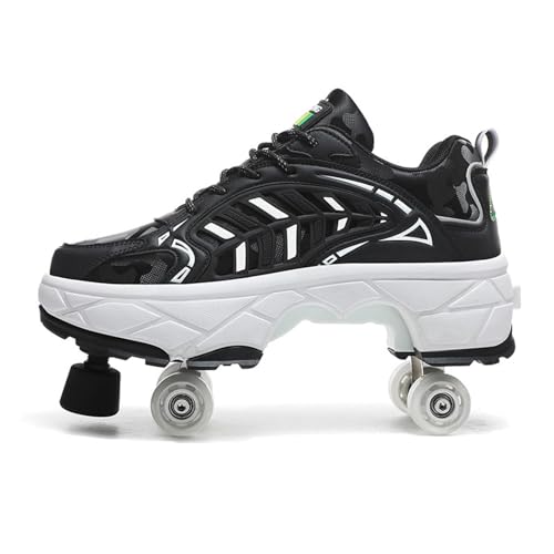Schlittschuhe Pulley Schuhe Multifunktionale Deformation Roller Skating Schuhe Skating Outdoor Sportschuhe für Erwachsene Kind,Black-41 von PacuM