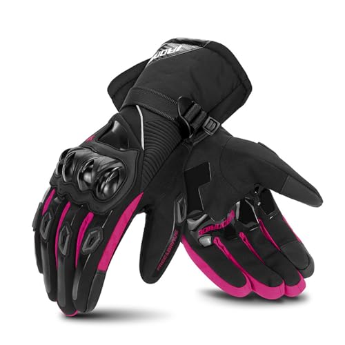 Thermo Grip Motorcycle Gloves, Waterproof Winter Motorcycle Gloves, Winter Riding Essential, with Two-Finger Touchscree (Purple,M) von PacuM