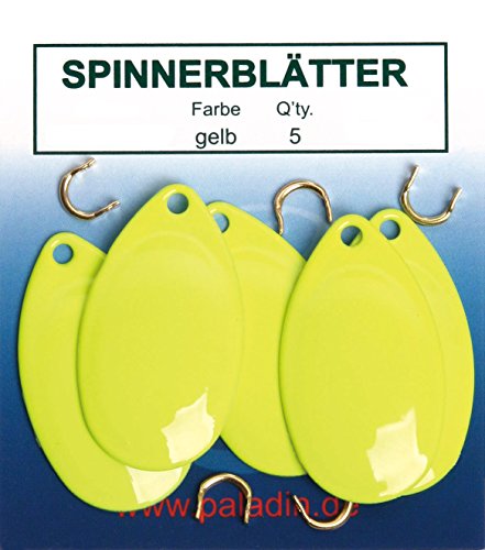 Paladin Spinnerblatt - 5 Spinnerblätter für Spinn- & Meeresvorfächer, Reizplättchen, Spinnerblättchen, Meeressystem, Modell:gelb, Länge/Gewicht:2.7cm - 2.3g von Paladin