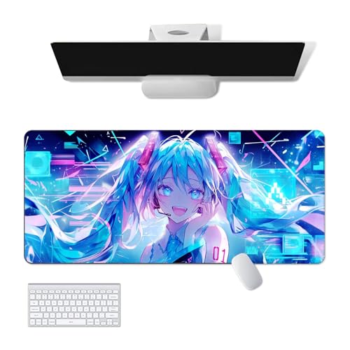 Anime Mauspad Hatsune Miku Anime Computer Tastatur Mauspad Groß Lange Weiche Gummiunterseite Rutschfeste Oberfläche Büro Schreibtischunterlage Gaming Mauspad von Pangtyus