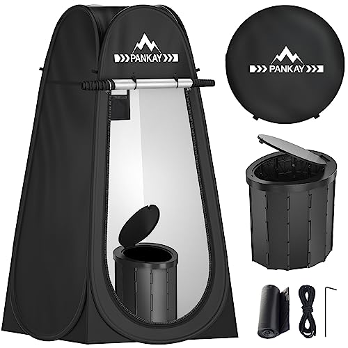 PANKAY Campingtoilette mit Pop-Up-Sichtschutzzelt, X-großes, tragbares Toilettentöpfchen für Erwachsene, Outdoor-Camping-Duschzelte, waschbares, faltbares Camp-Toiletten-Set mit Tragetasche PANKAY Campingtoilette mit Pop-Up-Sichtschutzzelt, X-großes, tragbares Toilettentöpfchen für Erwachsene, Outdoor-Camping-Duschzelte, waschbares, faltbares Camp-Toiletten-Set mit Tragetasche von Pankay