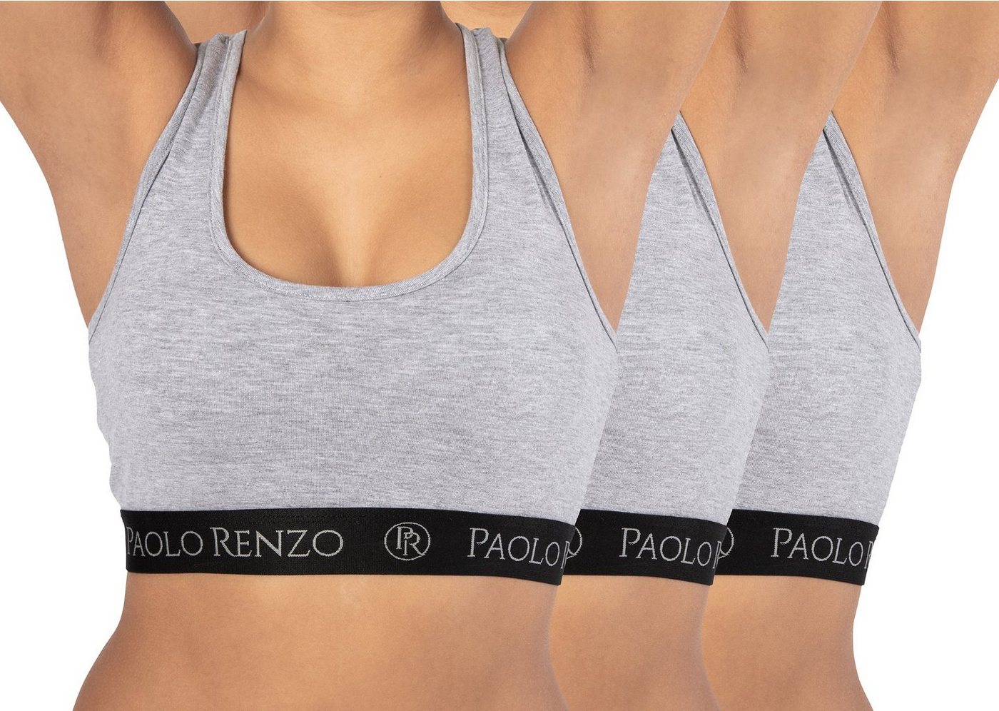 Paolo Renzo Bustier Sports-Collection Atmungsaktive Damen Sport Bustiers (3-tlg) Sport BH - Sport Top aus hochwertiger Baumwolle von Paolo Renzo