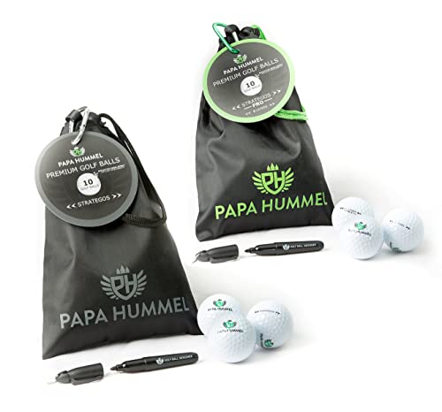 Papa Hummel – Premium Golfbälle, 2 Layer | 3 Layer, Mit reflektierender Beschichtung für besonders hohe Sichtbarkeit | Wiederverschließbarer Beutel mit Befestigung am Bag | 10 Strategos Golfbälle Papa Hummel – Premium Golfbälle, 2 Layer | 3 Layer, Mit reflektierender Beschichtung für besonders hohe Sichtbarkeit | Wiederverschließbarer Beutel mit Befestigung am Bag | 10 Strategos Golfbälle von Papa Hummel