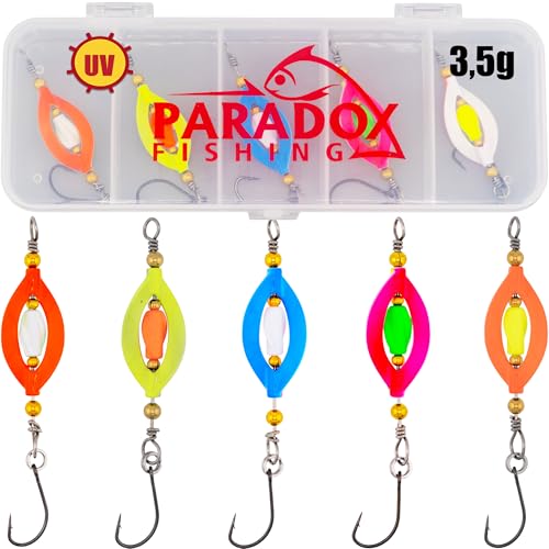 Paradox Fishing 5X Twister Spinner 3,5g -Forellenköder Set zum Forellen Angeln Forellenköder- Spoons Forelle von Paradox Fishing