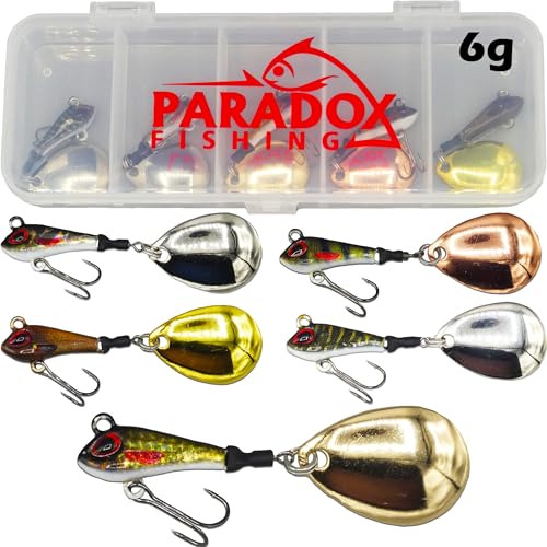 Paradox Fishing Jig Spinner 5er Set 6g Delusory 2.0" Spin Jig zum Barsch Angeln Barsch Köder Zander Köder Hecht Köder Spinnerbait Spinn Köder – optimaler Barschköder von Paradox Fishing