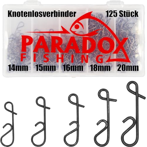 Paradox Fishing Knotenlosverbinder Set I 125 Stück 14mm-20mm I No Knot Verbinder Angeln Schnurverbinder Angelzubehör Wirbel Angeln von Paradox Fishing