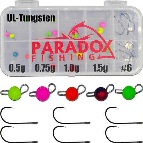 Paradox Fishing UL Tungsten Cheburashka Set I 0,5g/0,75g/1,0g/1,5g I 25 teilig I Forellen Haken Gummiköder Haken Spoons Forelle Forellenköder Paradox Fishing UL Tungsten Cheburashka Set I 0,5g/0,75g/1,0g/1,5g I 25 teilig I Forellen Haken Gummiköder Haken Spoons Forelle Forellenköder von Paradox Fishing