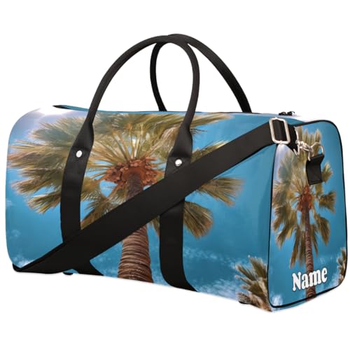Palmen-Sommer-Ozean-Sporttasche, personalisierter Name für Damen und Herren, wasserdicht, Strandtasche, faltbar, persönliche Gegenstände, Reisetasche für Wochenender, Übernachtung, Tanz, von Pardick