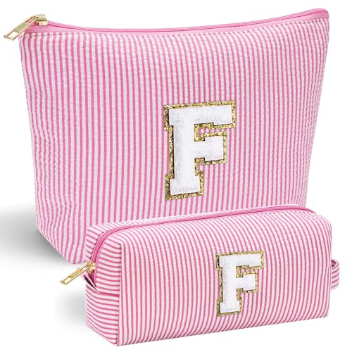 Parima Buchstaben Kosmetiktasche für Mädchen - 2 Stück Rosa Kosmetiktasche Reise Make Up Tasche Personalisierte Geschenk für Mädchen 10 Jahre Geburtstagsgeschenk für Frauen Buchstaben Kosmetiktasche F Parima Buchstaben Kosmetiktasche für Mädchen - 2 Stück Rosa Kosmetiktasche Reise Make Up Tasche Personalisierte Geschenk für Mädchen 10 Jahre Geburtstagsgeschenk für Frauen Buchstaben Kosmetiktasche F von Parima