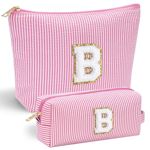 Parima Geschenk für Frauen Mädchen - Buchstaben Kosmetiktasche Rosa Schminktasche Seersucker Make Up Tasche Teenager Mädchen für Frauen Freundin Kosmetiktasche mit Buchstaben B Parima Geschenk für Frauen Mädchen - Buchstaben Kosmetiktasche Rosa Schminktasche Seersucker Make Up Tasche Teenager Mädchen für Frauen Freundin Kosmetiktasche mit Buchstaben B von Parima