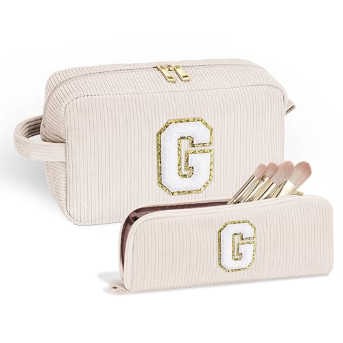 Parima Kosmetiktasche Damen - Cord Reise Schminktasche Klein Make Up Tasche Organizer mit Kulturtasche Tragbare Makeup Bag Personalisierte Geschenke für Frauen Mädchen Kosmetiktasche mit Buchstaben Parima Kosmetiktasche Damen - Cord Reise Schminktasche Klein Make Up Tasche Organizer mit Kulturtasche Tragbare Makeup Bag Personalisierte Geschenke für Frauen Mädchen Kosmetiktasche mit Buchstaben von Parima