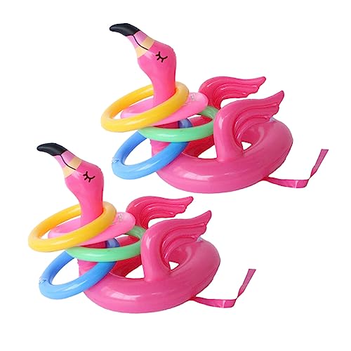 Parliky 2 Sätze Flamingo Toss Ringe Funny Toss Spiel Ringe Kid Ring Toss Toys (Rosy) von Parliky
