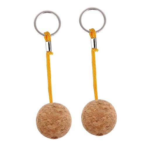 Parliky 2 Stück Floating Cork Keyrings Holzkugel Floatable Water Buoyant Key Ring von Parliky