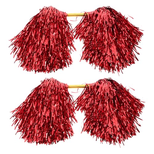 Parliky 2St Lala Blumenstab Doppelseitige Cheerleading-Pompons Pompoms für Cheerleading Tanz und Cheerleading Requisiten Poms Poms jubeln Cheerleader-Pompons für Kinder Plastik rot von Parliky