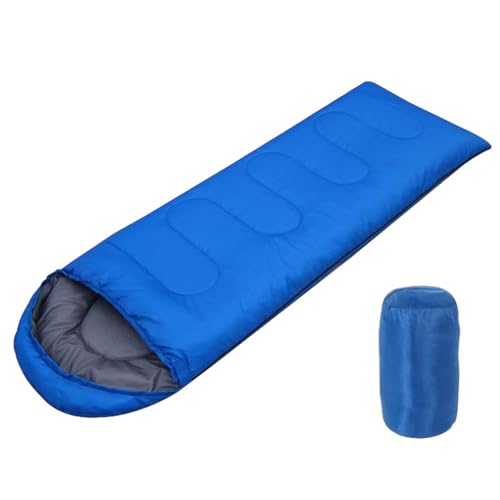 Schlafsack Outdoor, Deckenschlafsack 3-4 Jahreszeiten, Camping-Sleeping-Bag für Erwachsene & Kinder, Leicht Tragbar Warm & Wasserabweisend inkl. Campinglampe & Seitentasche (Blau2) von Pasdrucn