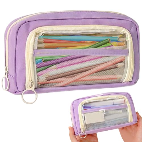 Bleistiftkoffer Multi -Taschen -Bleistiftkoffer mit großer Kapazität Clear Sichtbarkeit Bleistiftkoffer Organisator Netter Leinwand Bleistiftbeutel Faltbarer Bleistiftbeutel für Mädchen im Teenageral von Pastoralist