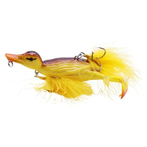 Top -Wasserköder realistische 3D -Entenköder gelbe Entlein schwimmende künstliche Köderfischereiköder mit rotierenden spritzenden Entenfüßen Hartfischer Fischereifischereiköder, Entenköder, Fischerei von Pastoralist