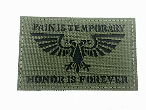 Pain is Temporary - Honor is Forever Taktisch Gestickte Airsoft Klettverschluss-Flecken Patch (Grün) von Patch Nation