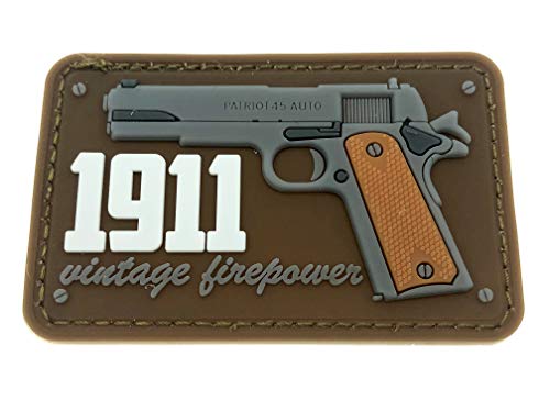 Patch Nation 1911 Vintage Firepower Braun PVC Airsoft Paintball Klett Emblem Abzeichen von Patch Nation