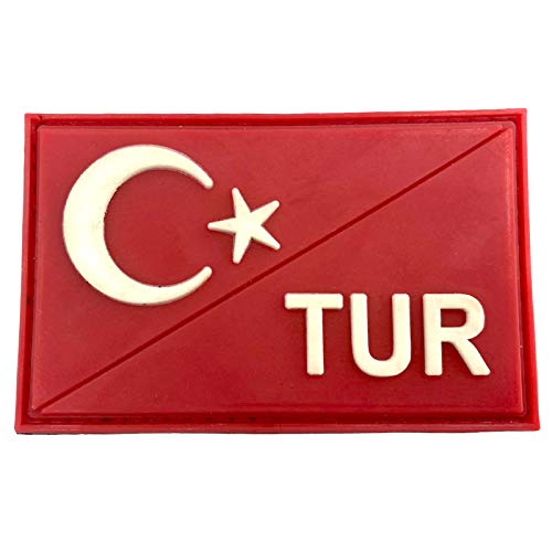 Türkei Türkisch Diagonal TUR Leuchten im Dunkeln Flagge Taktisch Airsoft PVC Klett Emblem Abzeichen Patch (Rot) von Patch Nation