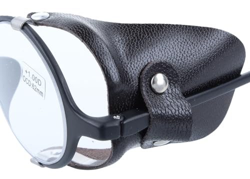 Paule & Knopf Seitenschutz aus Leder in dunkelbraun für große Brillen | Windschutz von Paule & Knopf