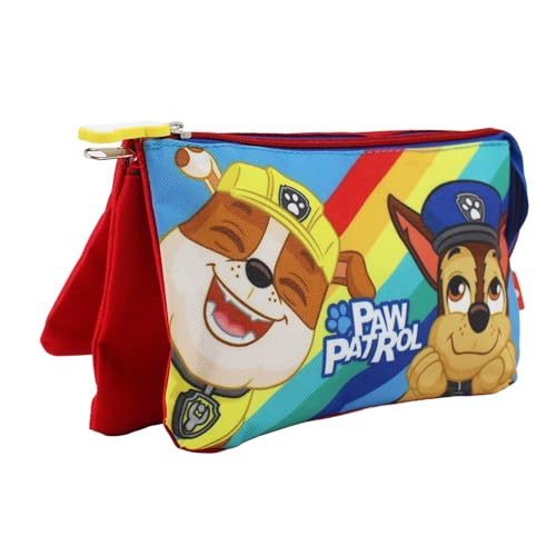 Paw Patrol Federmäppchen für Jungen, Dreifaches Design-Federmäppchen mit Chase und Rubble Schulset, Federmäppchen für Kinder von Paw Patrol