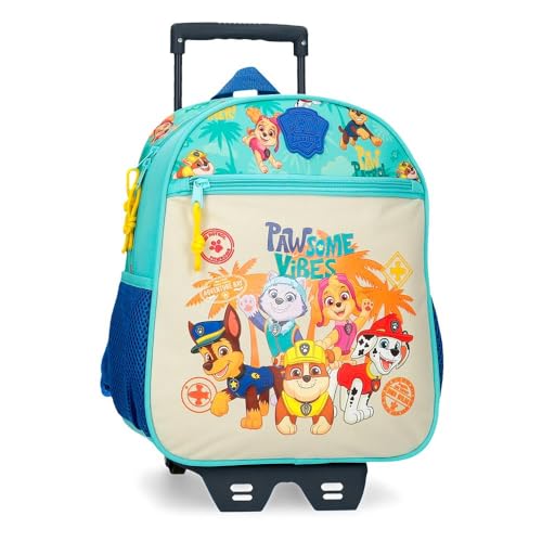 Paw Patrol Joumma Pawsome Vibes Schulrucksack, Kinderrucksack, aus Polyester, mehrere Fächer, breite und verstellbare Träger, blau, Rucksack 33 + Trolley von PAW PATROL