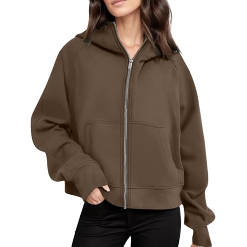 2000Er Kleidung - Kapuzenjacke Damen Oversize Hoodie Jacke, Jacken Y2k Trainingsjacke Warm Teenager Mädchen Kapuzenpullover Langarm Sweatshirt Cropped Mit Reißverschluss von Pdakieyxnd