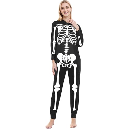 Alien Kostüm Damen Sexy Halloween Kostüm - Halloween Kostüm Damen Leuchten Im Dunkeln Skelett Halloween Kostüm Damen Skelett Jumpsuit Body Skelett Halloween Skelett Kostüm Schwarz von Pdakieyxnd