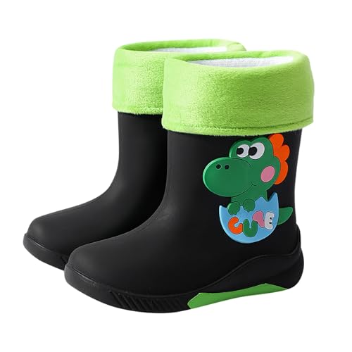 B Ware Retouren, Thermo Gummistiefel Kinder Gefütterte Regenstiefel Mädchen Jungen Cartoon rutschfest Regen Stiefeletten Leicht Outdoor Kinderstiefel Grün von Pdakieyxnd