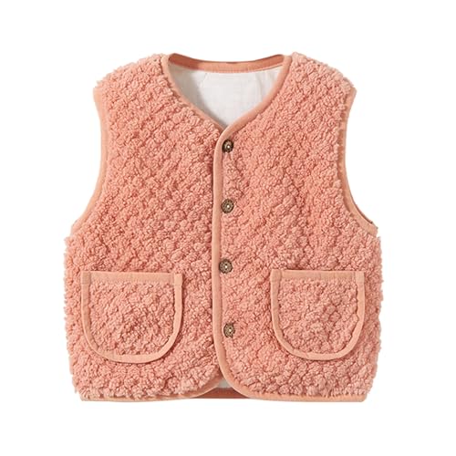 Baby Weste, Teddy Fleece Weste Kinder Winter Armellos Fellweste - Winter Jungen Mädchen Flauschig Weste Mäntel Atmungsaktive Vest Jacke Weste Mäntel Wassermelone Rot von Pdakieyxnd