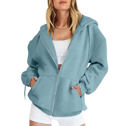 Baggy Hoodie - Hoodie Damen Oversize Oversized, Laufjacke Fitness Warm Sweatshirt Kapuzenpullover Langarm Kapuzenjacke Cropped Jacke Mit Reißverschluss von Pdakieyxnd