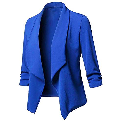 Blazer Damen Elegant, Kostüme & Blazer Für Damen Sportlich Longblazer 3/4 Arm Business Büro Jacke Blazer Slim Fit Blazer Damen Sportlich(04 Blue,4XL) von Pdakieyxnd