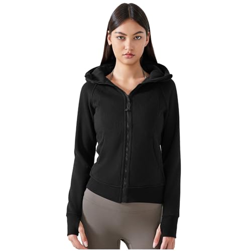 Cropped Hoodie - Hoodie Damen Mit Kapuze Jacke, Sport Teenager Mädchen Sweatshirt Y2k Laufjacke Lang Basic Zip Taschen Oberteile Jacken Locker Casual Hoodies von Pdakieyxnd